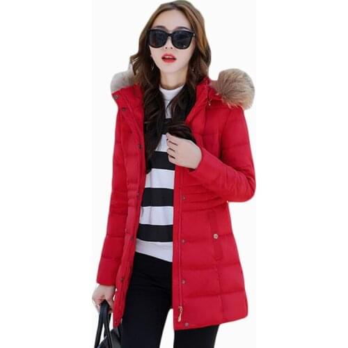 2017 NEW HOT SALE WOMEN WINTER JACKER MID-LENGTH LARGE FUR COLLAR HOODED THICKEN WARM FEMALE PARKAS COTTON WADDED ZL588