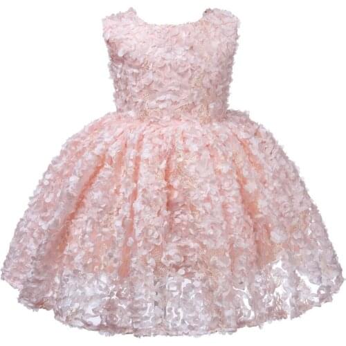 Elegant Summer Girl Dress Appliques Flower Girl Party Pageant Gown Sleeveless Princess Wedding Dress Kids First Communion Gown