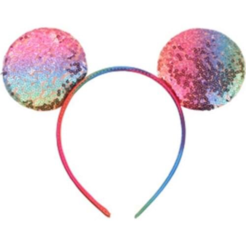 Disney 1Pc Girl Cartoon Embroidery Mickey Ear Headband Cute Hair Accessories Party Masquerade Decoration