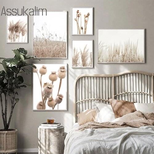 Dead Grass Print Reed Poster Hay Canvas Prints Beige Landscape Wall Painting Nordic Wall Pictures For Living Room Decoration