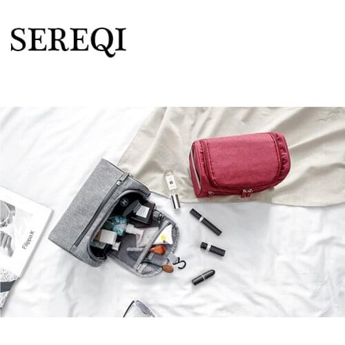 SEREQI Travel Wash Bag Men Women Toiletry Organizer Pouch Hanging Nylon Waterproof Wash Supplies Storage Case Travel Accessories