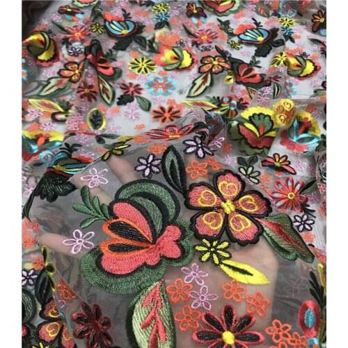 Special flower embroidered Mesh Tulle fabric Bridal Nigerian lace fabric SYJ-11833 for nice dress