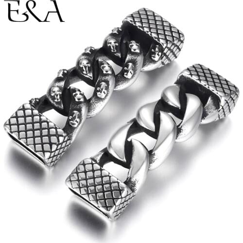 Stainless Steel Skull Connectors Extended Curved Connect 12*6mm Flat Leather for DIY Bracelet Findings Jewelry Making Supplies