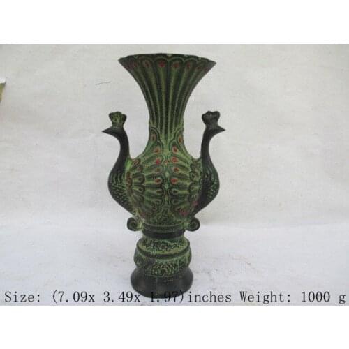The ancient Chinese bronze phoenix vase