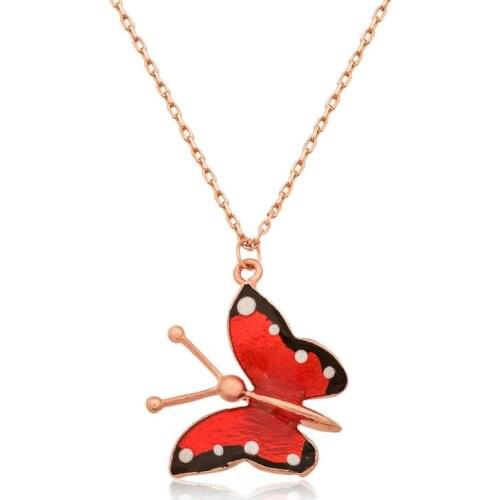 Tevuli 925 Sterling Silver Red Butterfly Necklace