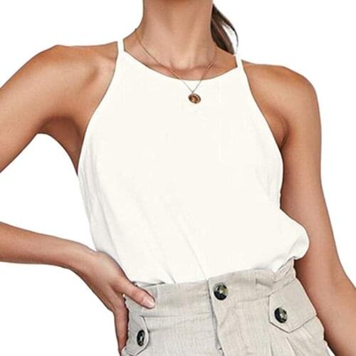 Summer Women Camis Tops Solid Color Female O-neck Sexy Sleeveless Top Tees Casual Irregular 2020 New Fashion