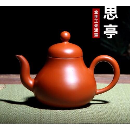 Traditional hand-pulled purple sands teapot pure vermilion all handmade China Yixing tea ceremony pot kungfu teapot redware