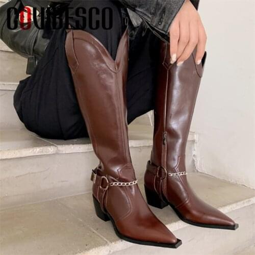 COVIBESCO Women Knee High Boots Autumn Winter Warm Genuine Leather Basic shoes New Arrvial Shoes Woman
