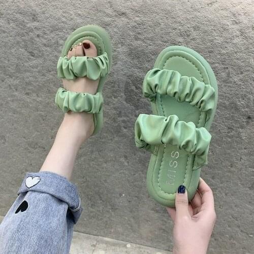 Womens Flip Flops Summer 2021 New Women Slipper Brand Weave Ladies Sandal Shoes Low Open Toe Flat Casual Slides Beach Shoes