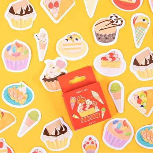 1 Box ( 45 pcs stickers ) Sweet Cakes and Ice Creams Notebook Diary Stickers Decorative Sticker Decoration