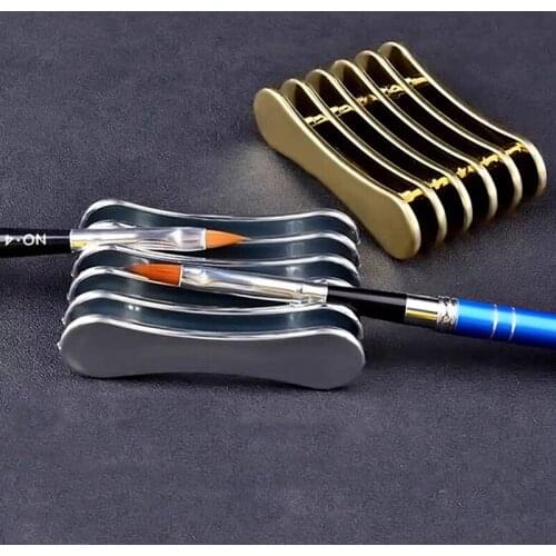 1pcs Nail Art Brush Holder Set Pen Display Stand Tools Plastic Brush Rest Holders For Nail Decorations Golden Silver
