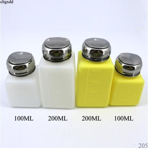100ML 200ML Portable Press Empty Refillable Bottle Liquid Alcohol Pump Gel Nail Polish Cleaner Acetone Water Remover Dispenser