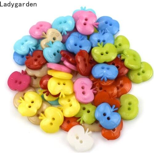 100PCS Apple Shape Mixed Colors Resin Buttons for Sewing Scrapbooking Home Clothing DIY Button Card Making Handwork Decor