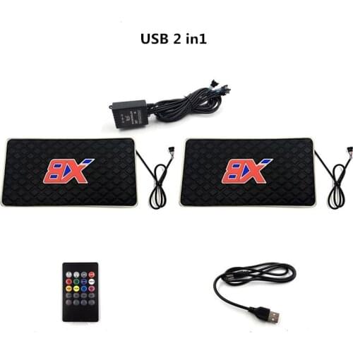 2pcs Universal car floor mats Atmosphere lamp Automotive LED Decorative Sound control Colorful flashing Light With Remote