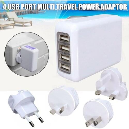 4 USB Port Multi Travel Plug Charger Adapter Universal International World Wide 5V 2.1A 10W ND998