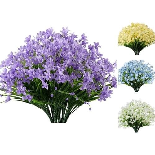 6 Bundles Artificial Daffodils Flowers, Fake Artificial Greenery UV Resistant No Fade Faux Plastic Plants