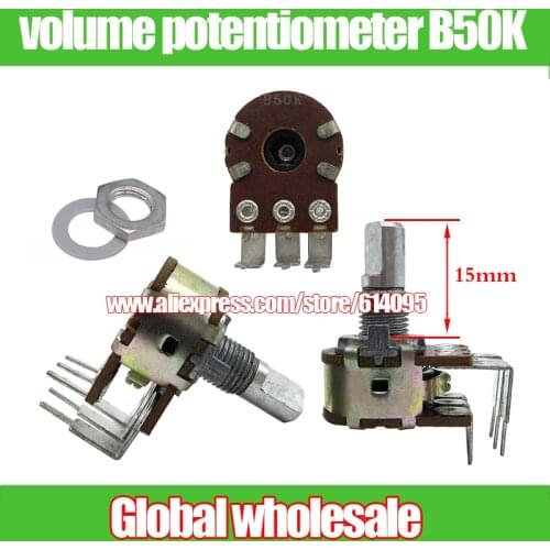 8pcs 148-type 10% high precision double volume potentiometer B50K / 15mm handle length Axle half / audio sound adjustment
