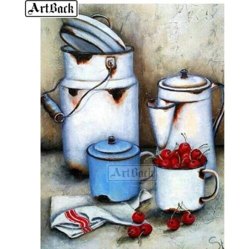 New 5d diy diamond painting kettle teacup decoration painted square diamond diamond mosaic gift ARD386