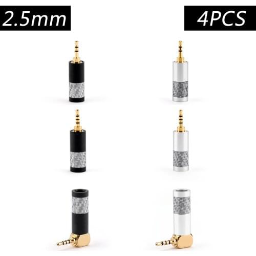 Areyourshop 4PCS 2.5mm Plug Jack Carbon Fiber 3/4 Pole Stereo Audio Headphone Solder Cable Wire Connector