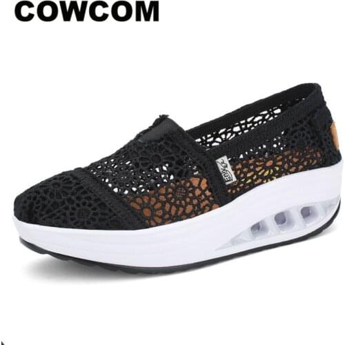 COWCOM Womens Shoes Summer Sandals Breathable Lace Rocking Shallow Mouth Foot Pedal Set Foot Leisure Single Shoes