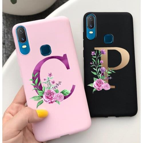 26 Alphabet Letter Phone Case For VIVO Y11 2019 Case Black Silicone Soft Back Cover For VIVO Y11 2019 1906 1906_20 Coque Fundas