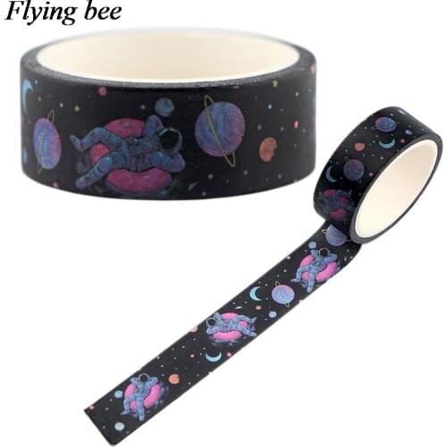 Flyingbee 15mmX5m Space creative Washi Tape Paper DIY Decorative astronaut Adhesive Tape Stationery Masking Tapes Supplies X0550