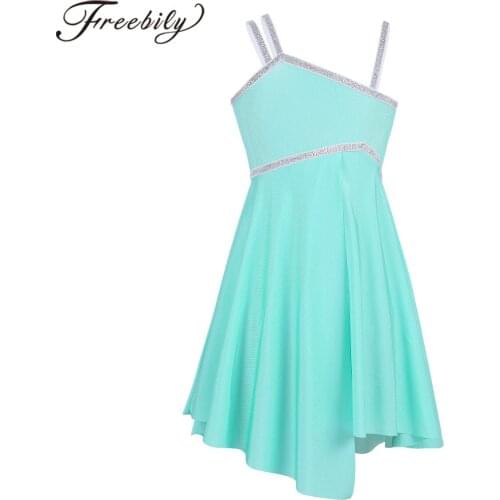 Kids Girls Ballet Dress Shiny Gymnastics Leotard Dress Ballerina Dancing Clothes Dancewear Lyrical Performance Dance Costume