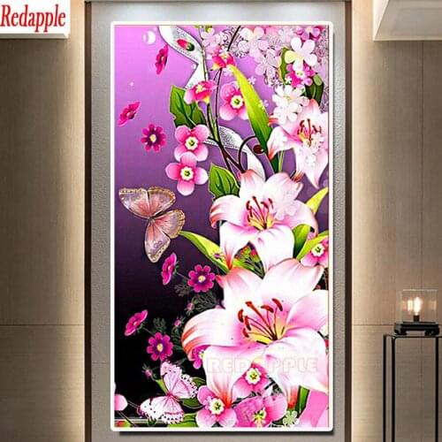 DIY Diamond Embroidery beautiful Lily flower Landscape 5D Full Round square Diamond Painting Butterfly Mosaic large size Decor