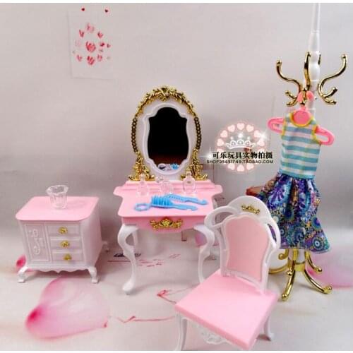 For makeup barbie dresser bedroom furniture 1/6 bjd doll dream house accessories miniature family original furnishings