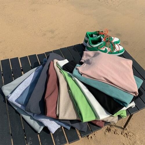 Summer Beathable Male Tops Clothing Loose Drop Shoulder Casual Japanese Style Men T Shirt Cotton Short Sleeve Solid Tee