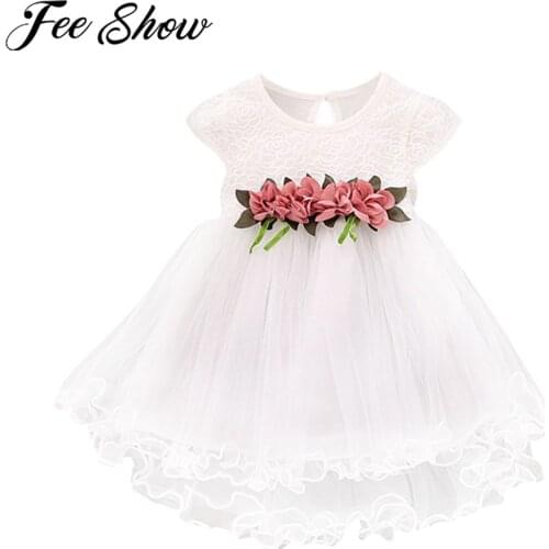 Toddler Newborn Baby Girl Princess Flower Tutu Dress Party Wedding Pageant Dress Infants Baby Shower Christening Baptism Dress