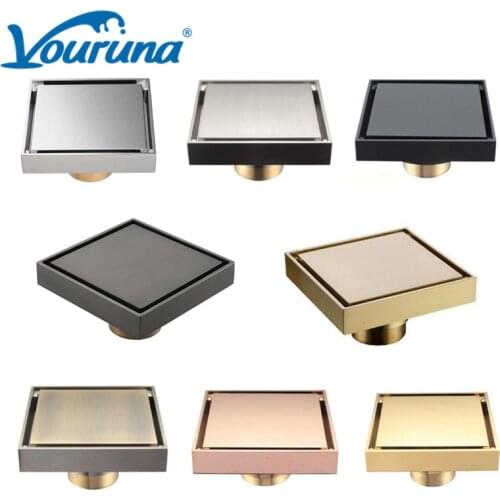 4"x4" Square Copper Floor Drain Removable Tile Insert Shower Grate 10CM for Bathroom Kitchen Rose Goden/Black/Gunmetal/Bronze