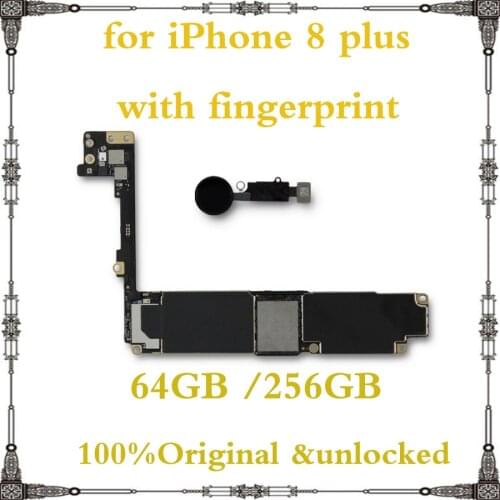 64GB 256GB Mainboard for iphone 8 plus 8p with / without fingerprint 100% Original Factory unlocked for iphone 8plus Motherboard