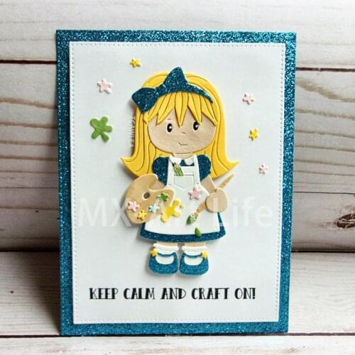 Lovely Painter Girl Metal Cutting Dies Cute Doll Stencil Dies for DIY Scrapbooking