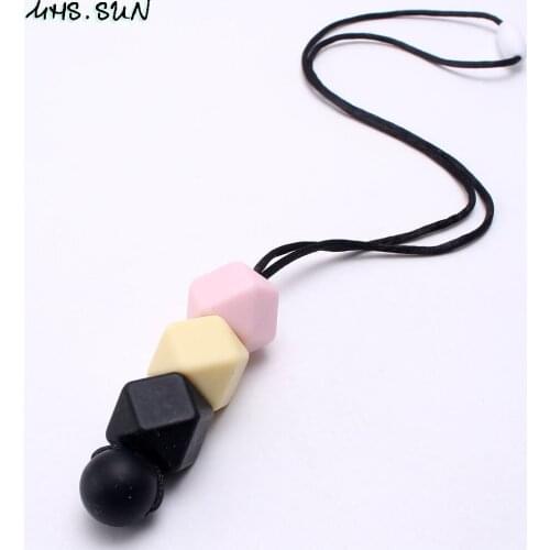 MHS.SUN Newest Silicone Beads Teething Necklaces DIY Jewelry for Mother Baby Chewing Necklaces Teethers Chain Nursing Jewelry