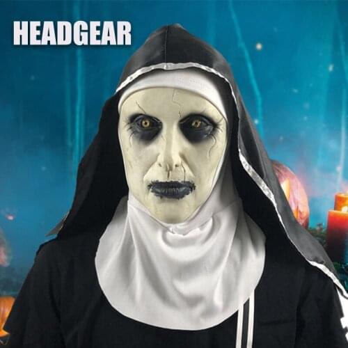 The Nun Valak Horror Movie Inspired Prop Bust Latex Headgear Halloween Darkness Face-Cover for Party Bar and Film Props d88
