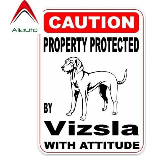 Aliauto Personality Caution Car Sticker Property Protected By Vizsla Dog The Automobile Whole Body PVC Decal,10cm*14cm