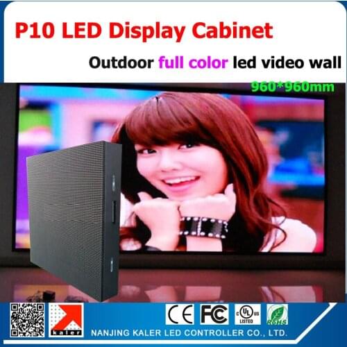 0.96*0.96m outdoor waterproof led display cabinet p10 RGB full color video led sign board / led video display