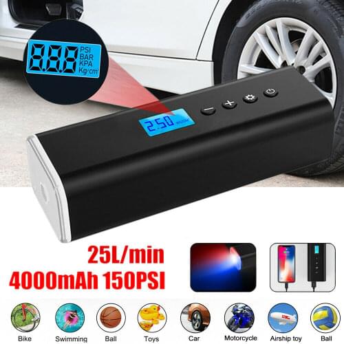 150psi Air Pump Portable Electric Air Compressor Tire Inflator Smart Car Rechargeable Tire Pump 60w Usb Cordless Emergency Light