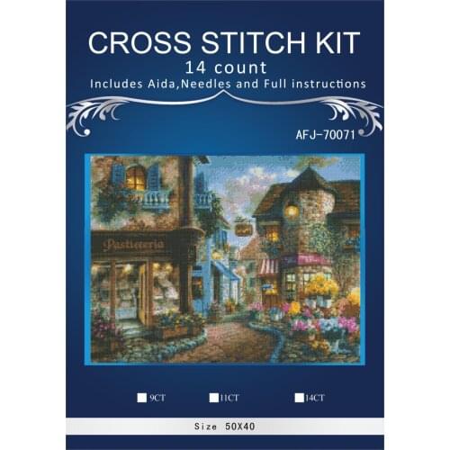 Oneroom Flowers street Scenery Embroidery Needlework Crafts 14CT Unprinted DMC DIY Quality Cross Stitch Kits Handmade Arts Decor