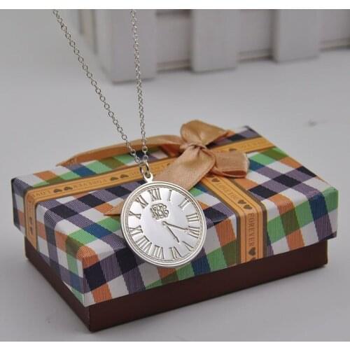 Solid Silver Monogram Stamp Necklace Personalized Baby Brith Time Souvenir Engrave Disc Custom Christmas Brithday Gift