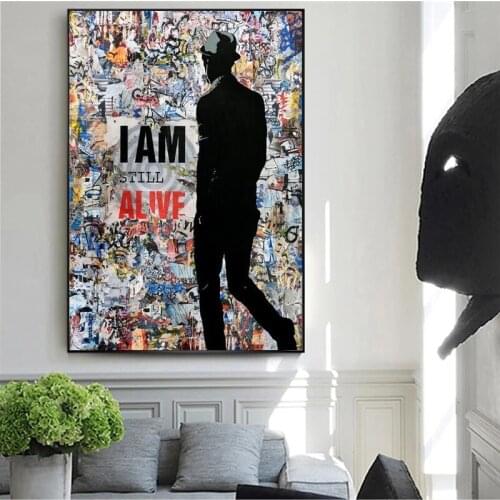 I'm Alive Street Art Graffiti Painting Poster Printmaking HD Pictures Printed on Canvas Used for Room Home Decor Wall Art