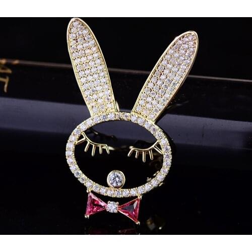 Bad Guy Bunny Brooch Pins Shiny Rhinestone Brooch Pin for Women Clothes Scarf Buckle Garment Accessories Fashion Jewelry
