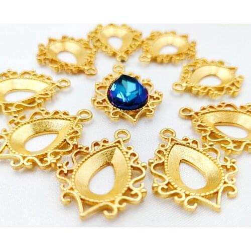 10X14mm Handicraft Jewelry Alloy Drop Stone Base Pendant Single hole Garment Beads DIY Necklace Jewelry Accessories Supply