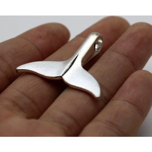 8pcs Wholesale Price Big Whale Tails Charms 29*33mm Antique Silver Plated Pendant For Handmade Jewelry Accessories