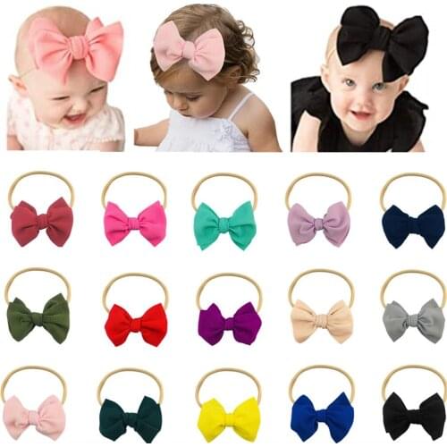 24Pcs Baby Girl Soft Elastic Nylon Headbands With 4" Waffle Bows Infant Toddler Hairbow Hairbands Head Wrap For Photograph