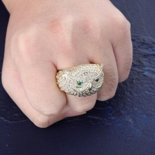 Luxury Owl Ring Hip Hop Ring for Men and Women Rings Micro-Studded Zircon Ring Iced Out Hip Hop Ring