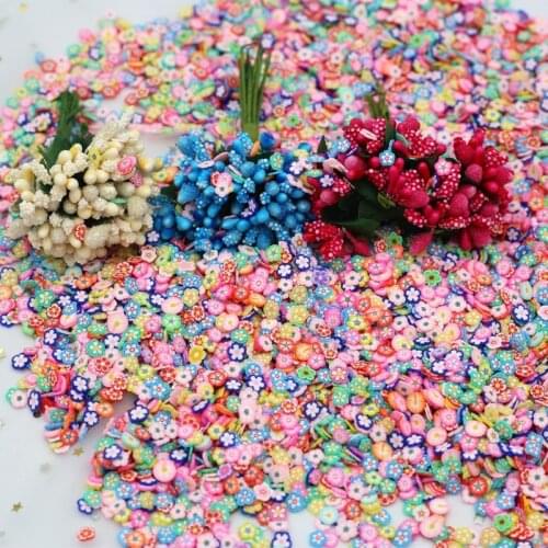 Mini Flower Mix with Soft Pottery Slice Face Makeup Nail Cosmetology Decoration Child Gift DIY Wedding Festival Party Props 12g
