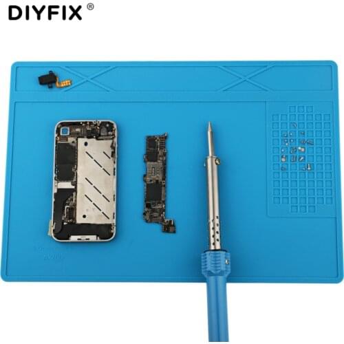 DIYFIX 31x21cm Silicone Pad Heat Insulation Desk Mat Maintenance Platform for BGA Soldering Repair Station with Screw Position