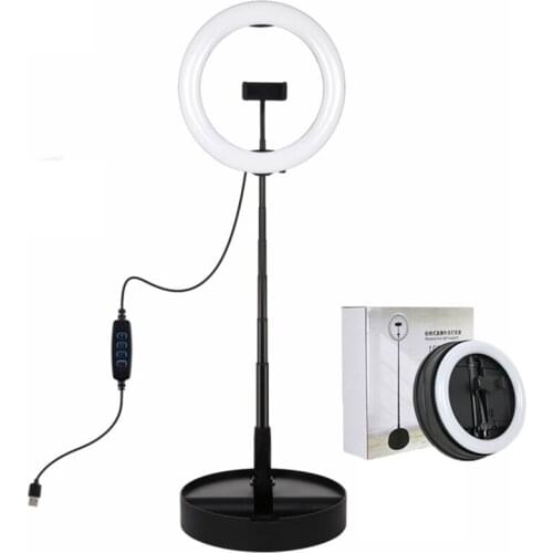 Factory direct 10.2 "26cm USB 3 mode dimmable LED ring lamp self timer ring telephone clip stand ring lamp